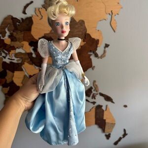 Disney Brass Key Cinderella Porcelain Blue Dress Collectible Figure Doll